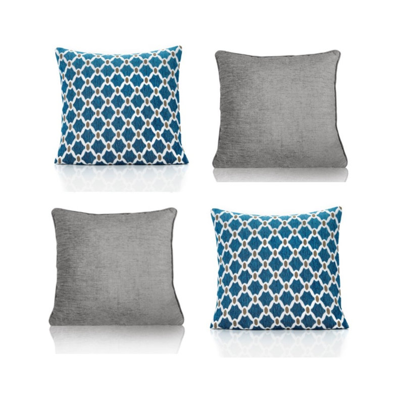 Edmonds Square Cushion, Teal/Silver