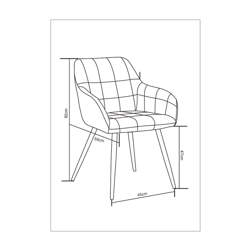 Aliauna 47cm H Upholstered Metal Armchair, Black