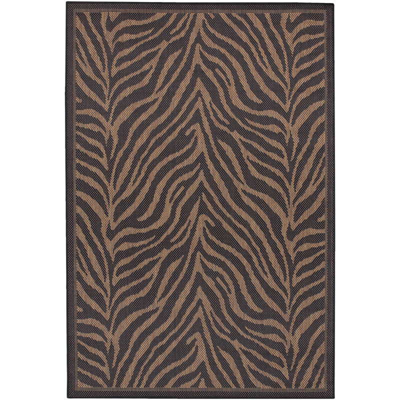 Newingham Animal Print Black Cocoa Indoor Outdoor Area Rug, Rectangle 3'9" x 5'5"
