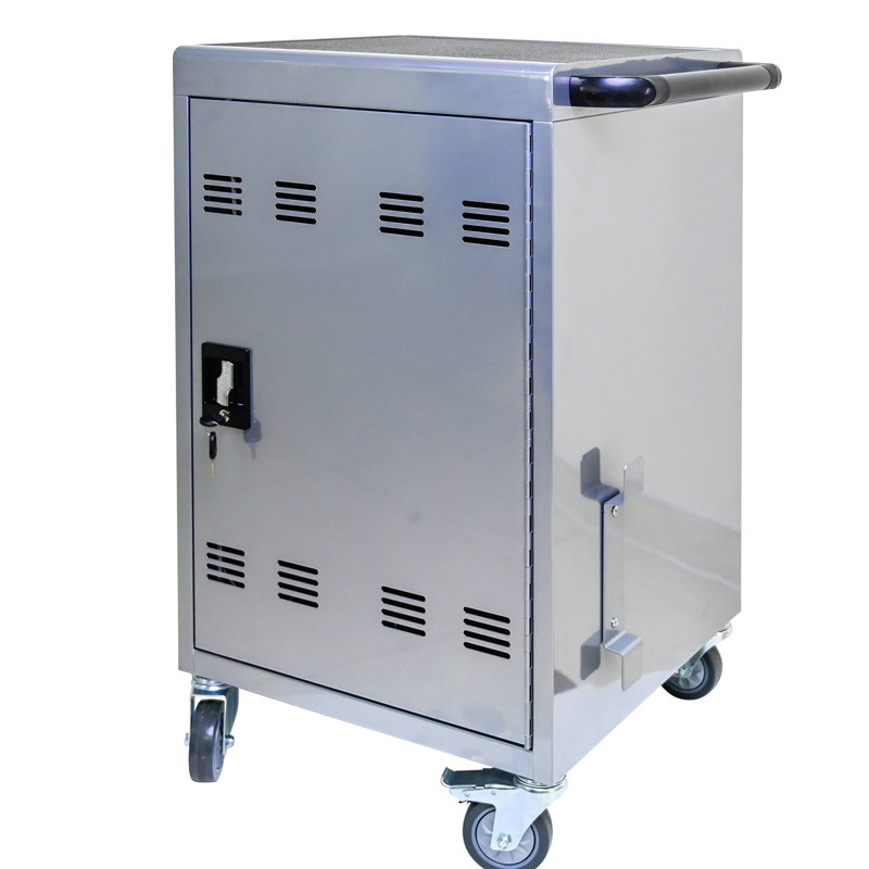 Armoire de charge mobile 35 en argent - Tablettes, ordinateurs portables, chargement rapide, sécurité verrouillée, durabilité, charge du chariot pour tablette, sécurité, rouille