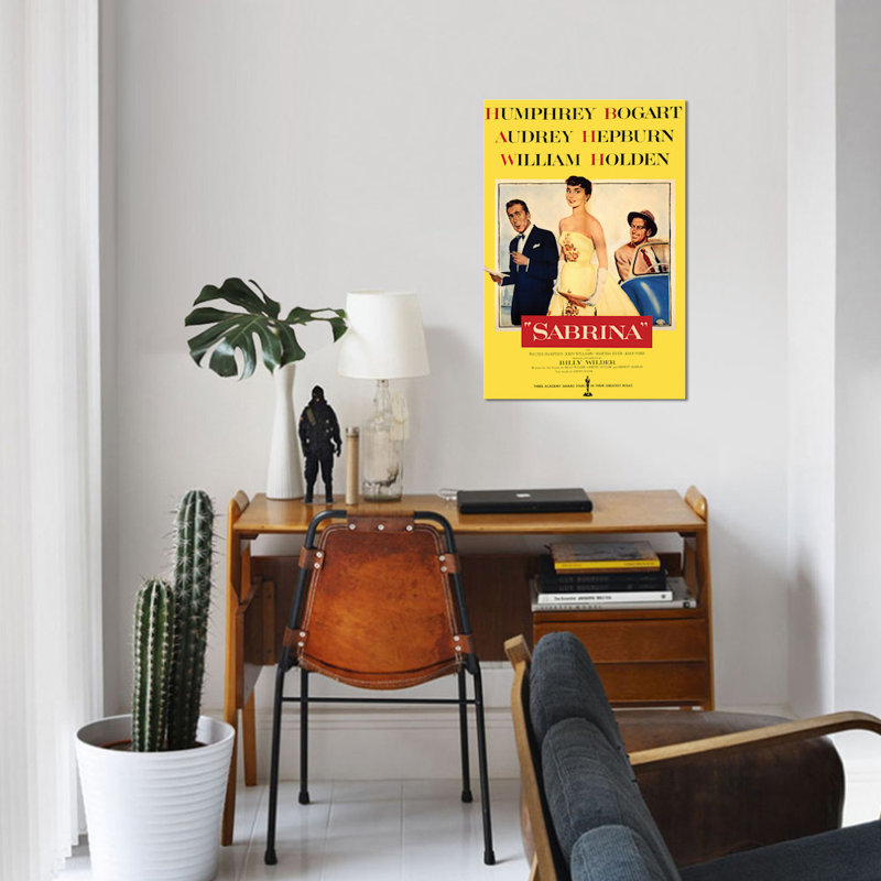 « sabrina film », affiche rétro sur toile, H 60 po x l 40po x P 1,5 po, Toile tendue, Pas de tapis