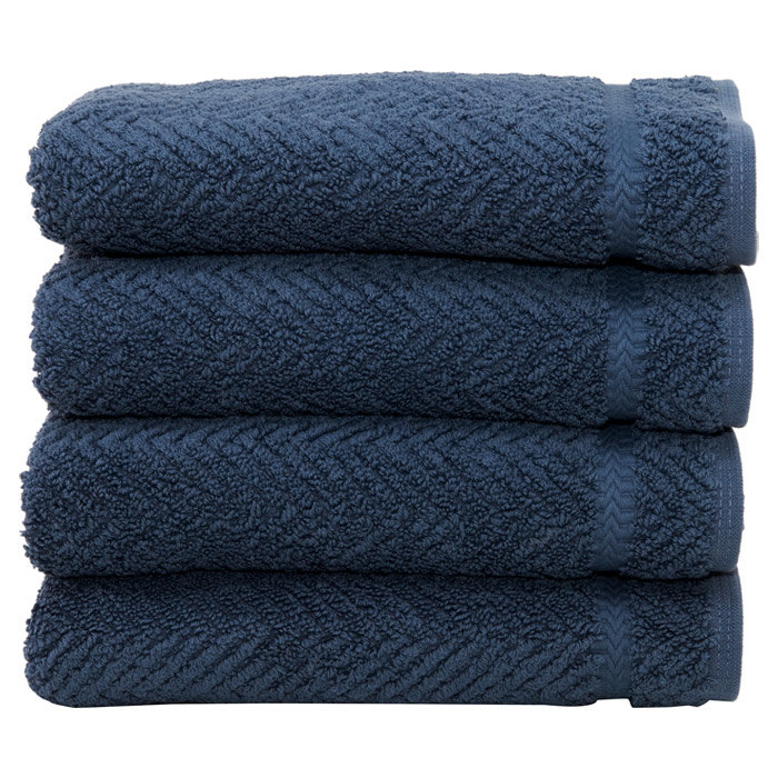 Turkish Cotton Plush Hand Towel, Midnight Blue