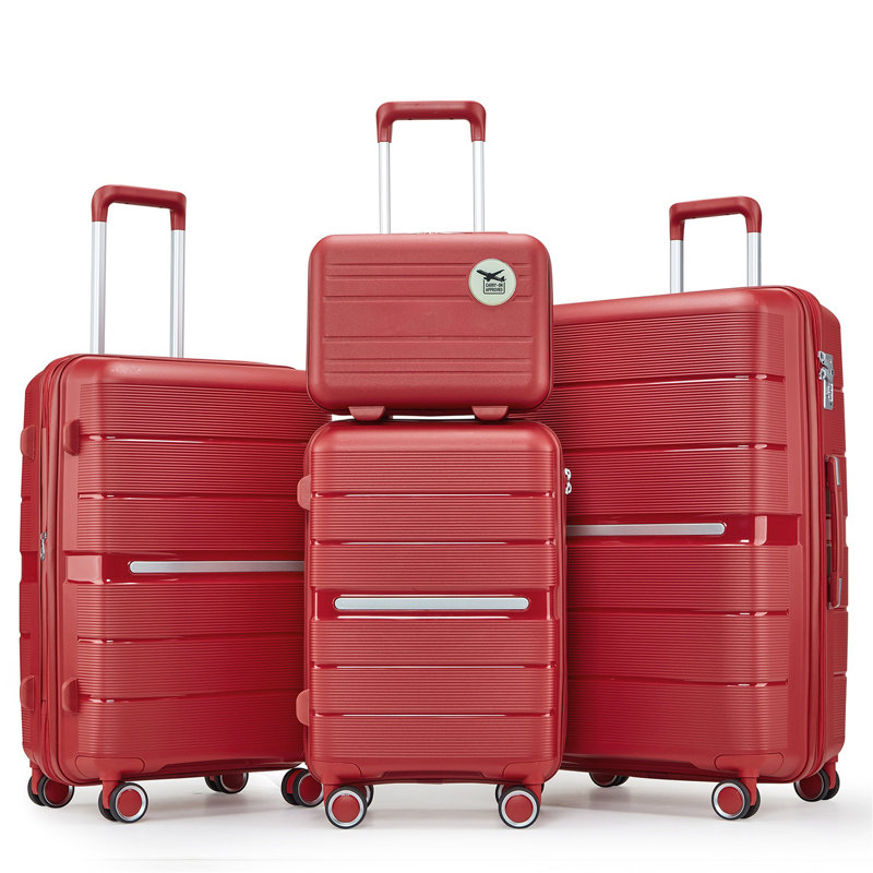 Ensembles de valises 4 pièces (14/20/24/28) Valise extensible légère et durable en PP