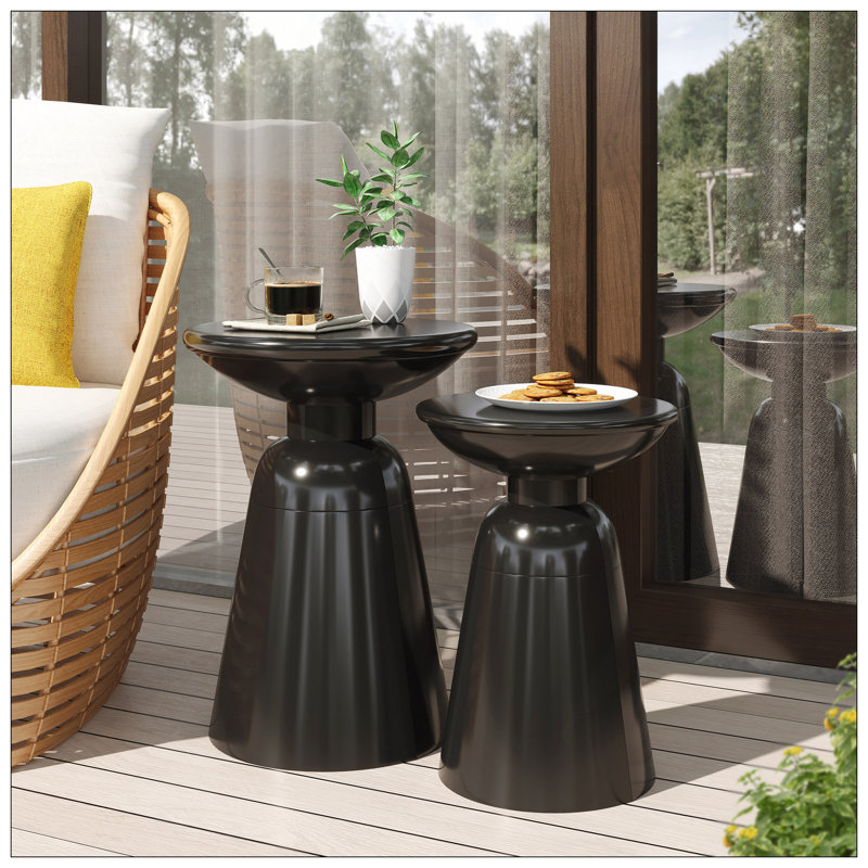 Ensemble de 2 tables d'appoint en fer Serenita, Noir