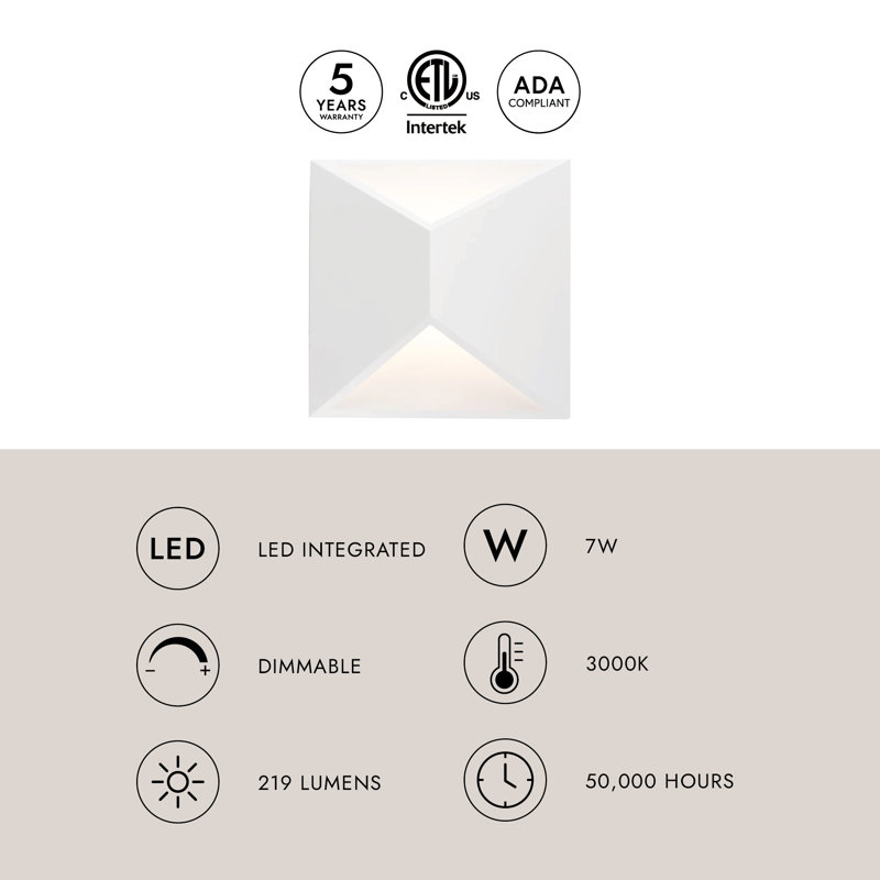 1 - Light LED Outdoor Flush Mount, Brushed Nickel, 7'' H x 7'' W x 3'' D