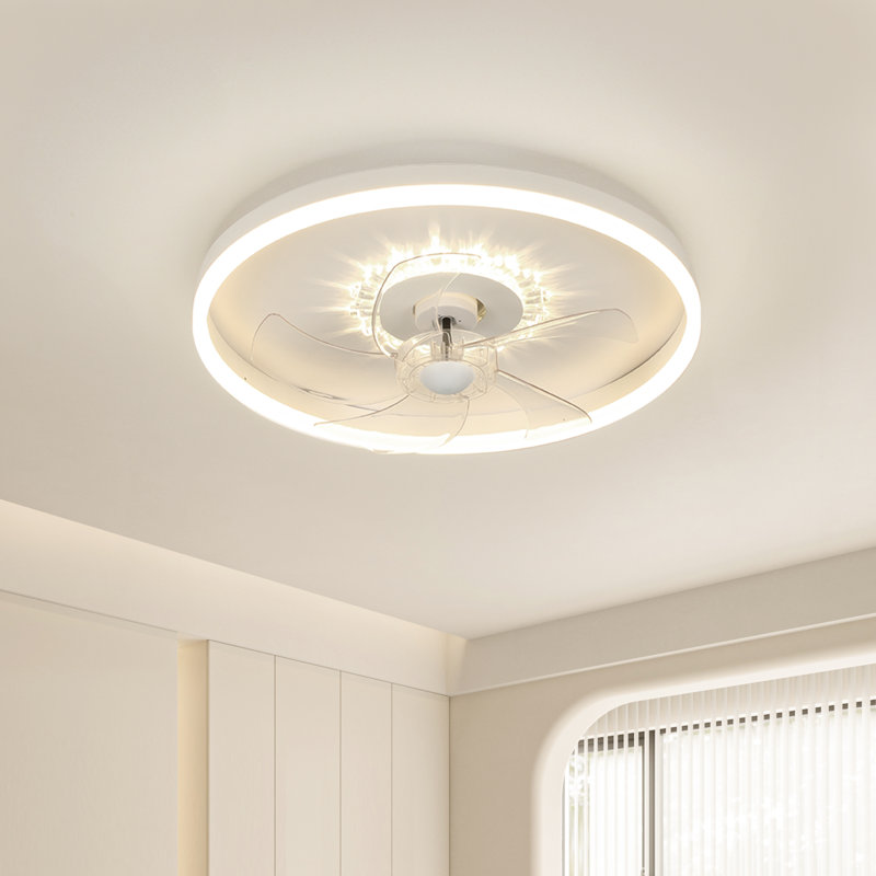 Ventilateur de plafond encastré moderne de 20 po avec lumières à intensité variable et minuterie réversible télécommandée pour moteur à courant continu Karlena (ensemble de 2)