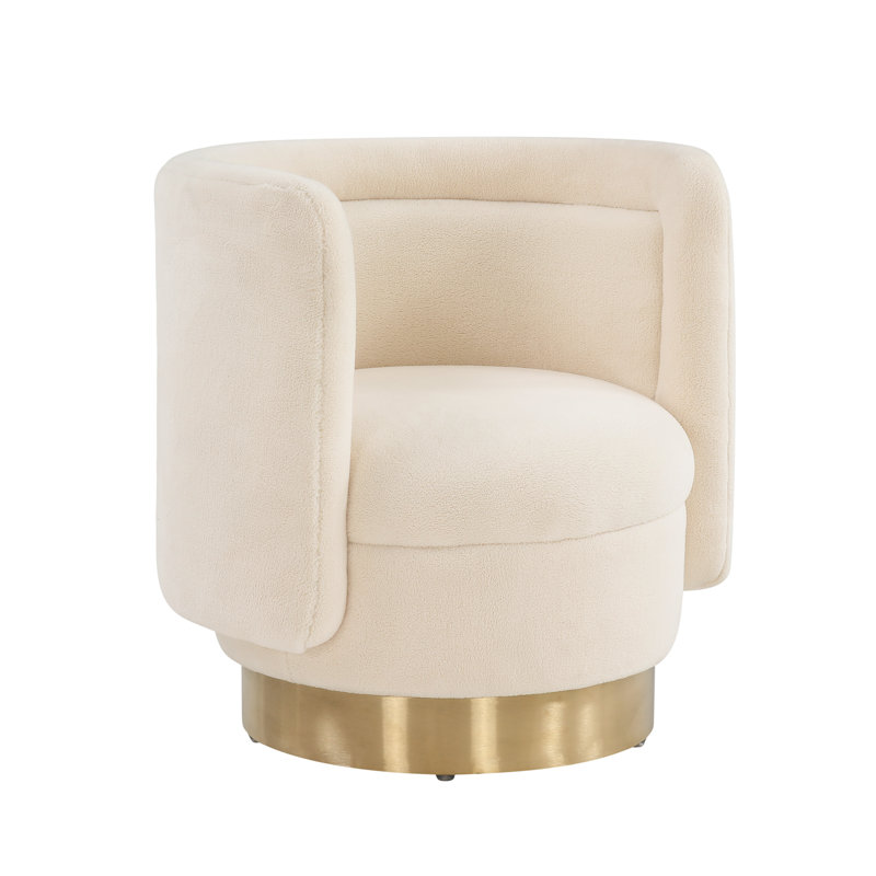 Ivory Gold 32" Swivel Accent Chair with Wood Base