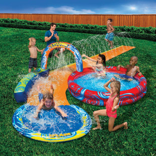 WOW Sports Cascade Pool Slide, Inflatable Slide with Sprinkler