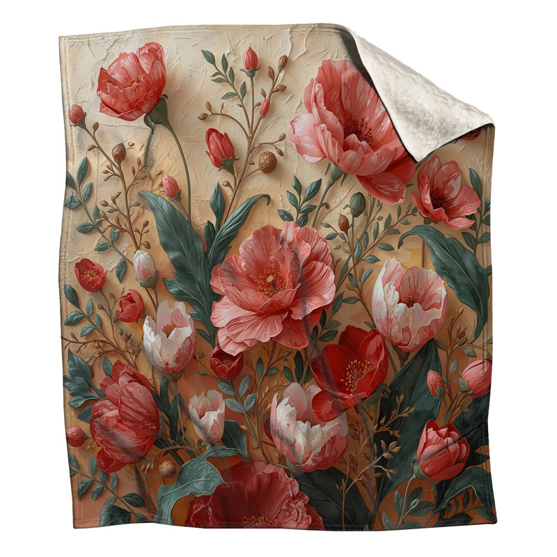 Couvertures de bouquet de pivoines rouges et roses, L 50 po x H 60 po