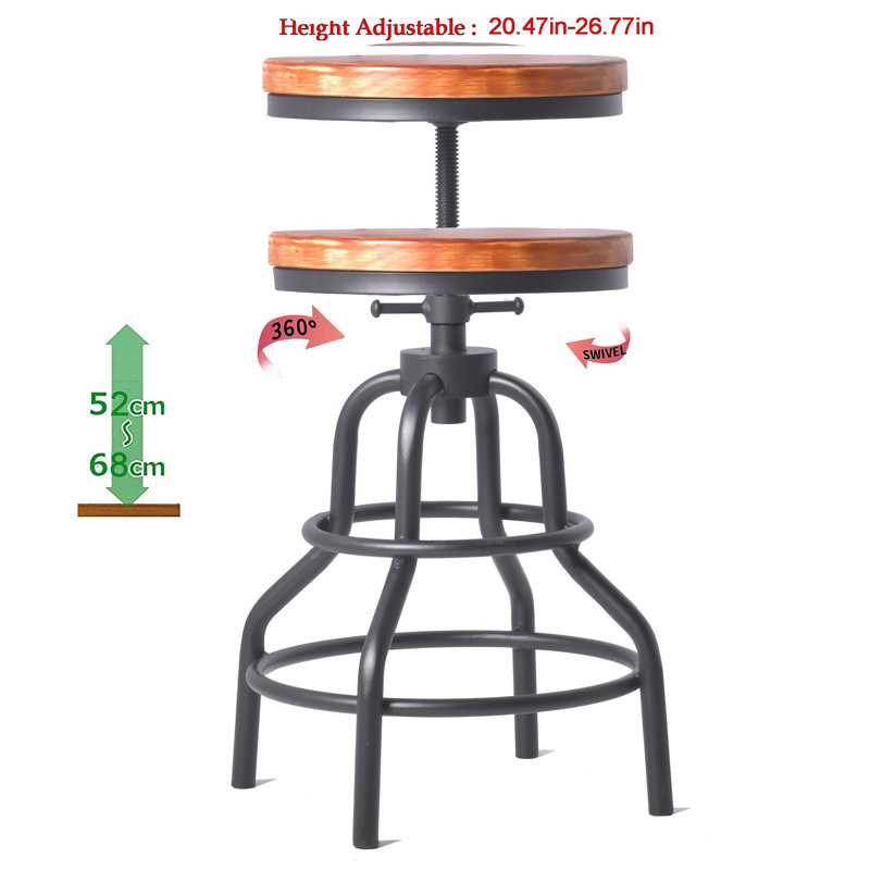 Darlean Swivel Adjustable Height Counter Stool with Metal Frame