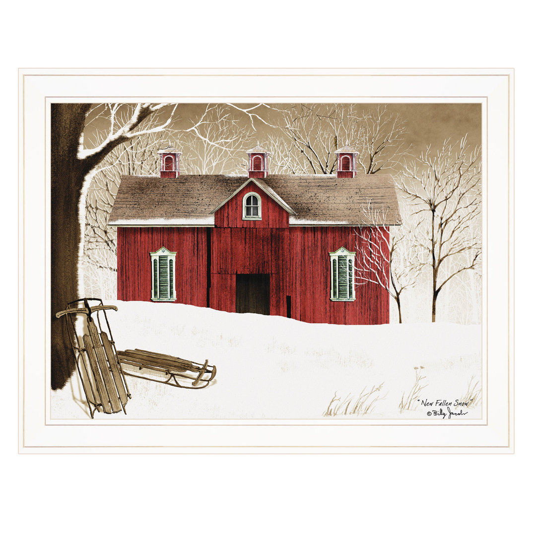 "New Fallen Snow" Framed Wall Art for Living Room, Bedroom Wall Decoration by Billy Jacobs Millwood Pines Frame 