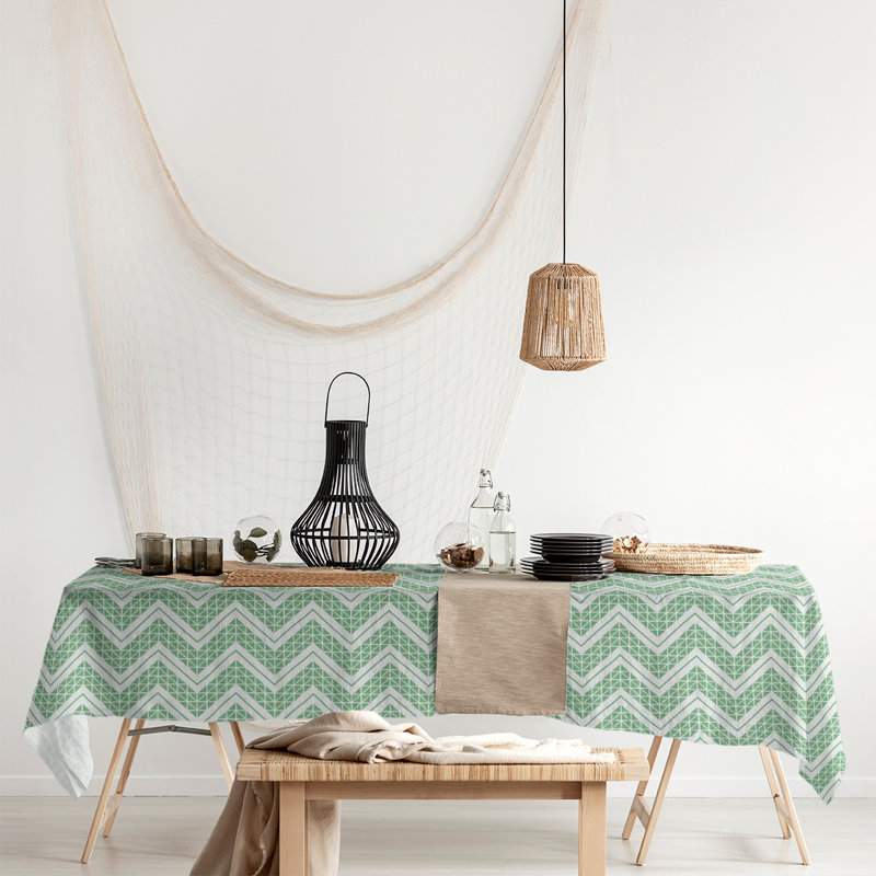 Nappe à chevrons à la main classic Stephenie, Vert clair / blanc