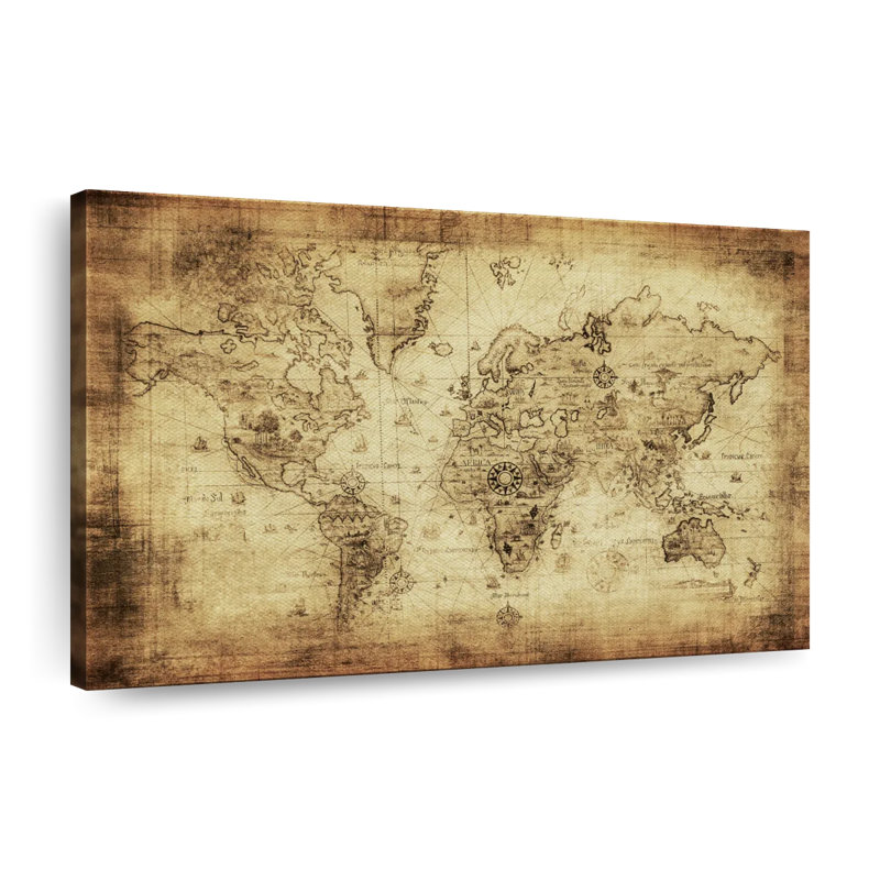 Ancient World Map Canvas Print, 30" H x 45" W x 1.25" D