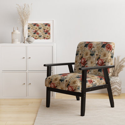 Chaise avec accoudoirs rembourrée en velours Radiant Floral Inspired Floral Botanics I