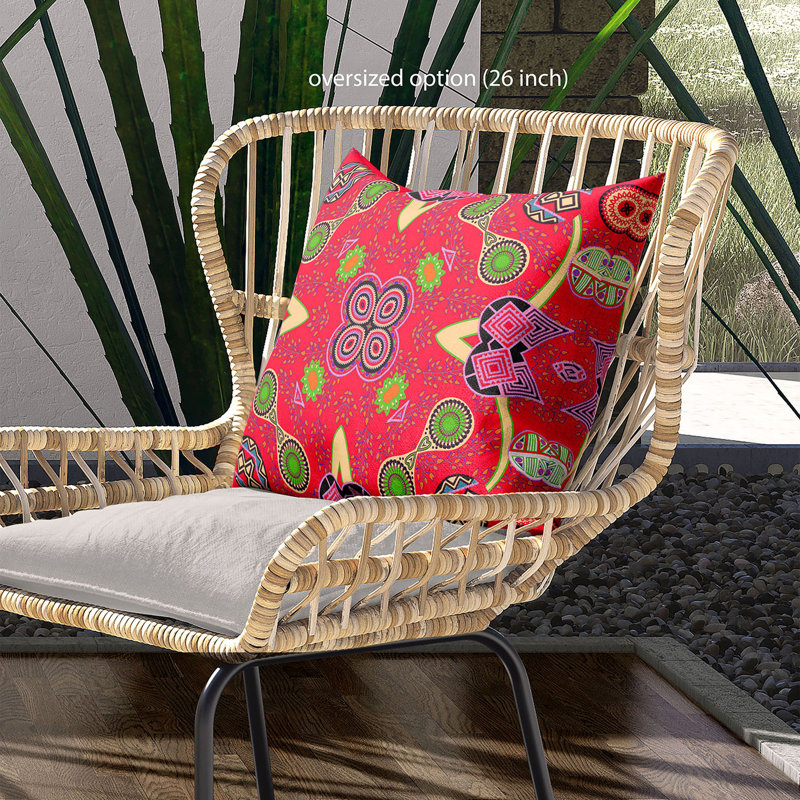 Housse et insert de coussin décoratif en polyester pour l'intérieur et l'extérieur, 18 po x 18 po, Rouge