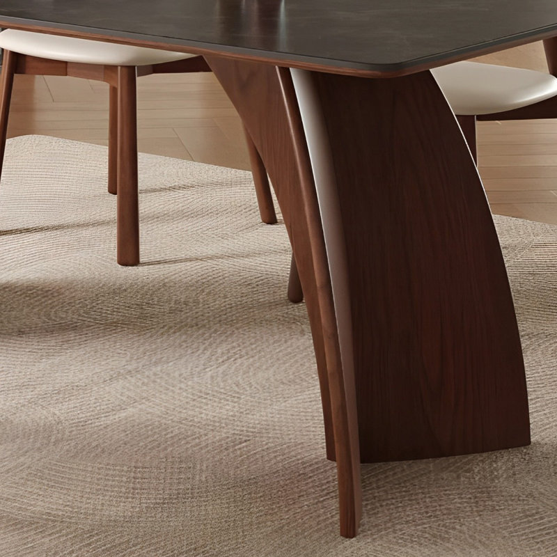 Rectangular rock plate dining table and chair set, 29.52"H x 70.86"L x 31.49"W