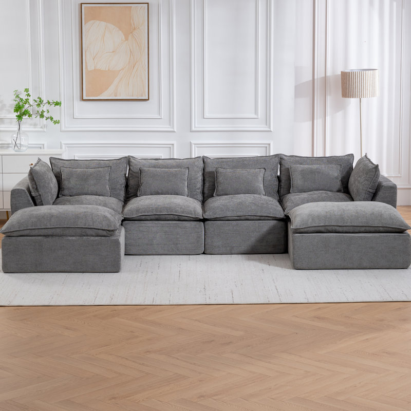 Latitude Run® 129.8" U Shape Sectional Sofa Comfy Cloud Couch With ...