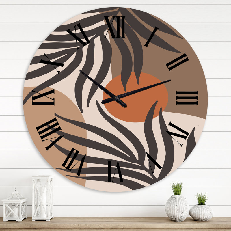Lune et soleil en forme de terre cuite rétro III - horloge murale moderne, Surdimensionné