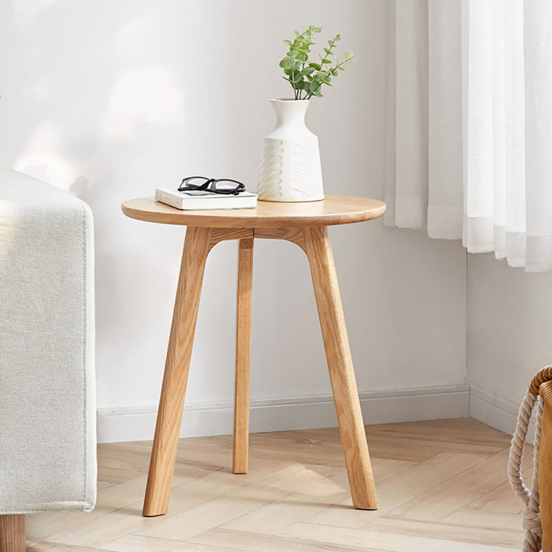 Jiyu Solid Wood 3 Legs End Table, Side Table Coffee Table Bedside Table Night Stand