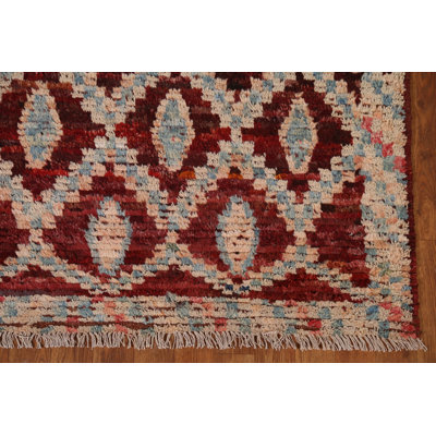 Tapis géométrique en laine marocain noué à la main 4 x 6