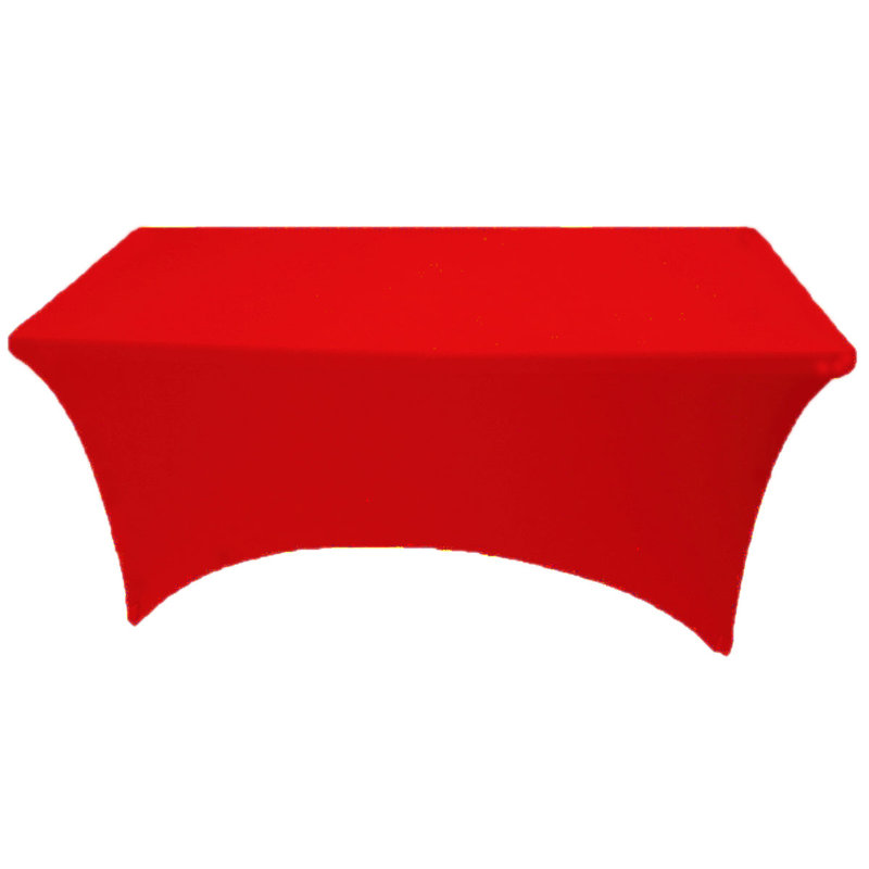 4Ft, 6Ft, 8Ft Spandex Tablecloth Fitted Stretch Rectangular Table Cover For Dining Wedding Party, 48" x 30", Red