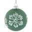 Boule de Noël verte en verre avec flocons de neige blancs 3 po