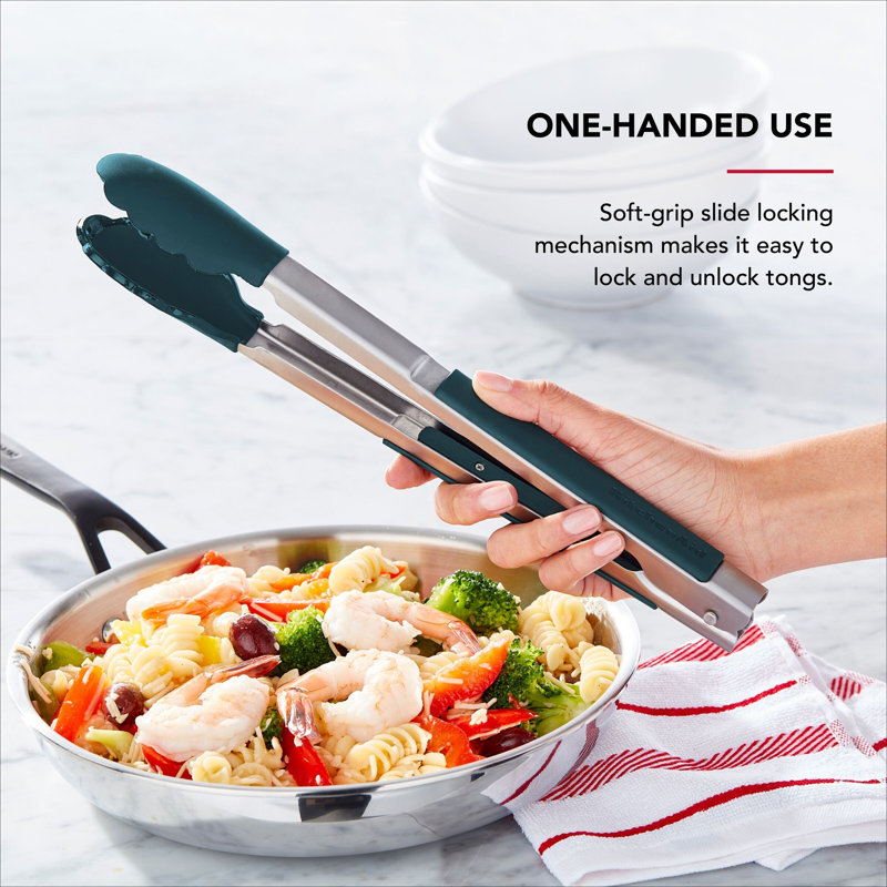 Kitchenaid Silicone Side Lock Tongs, 12 Inch, Blue