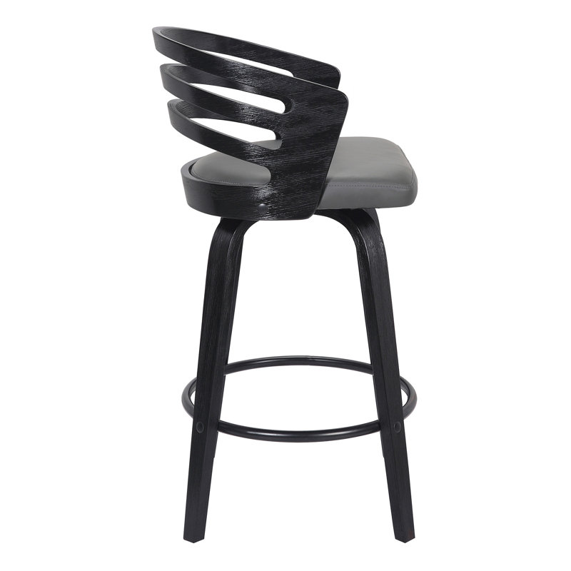 Tabouret de bar rotatif Modern, Tabouret de comptoir (siège d'une hauteur de 26 p, Gris / Noir