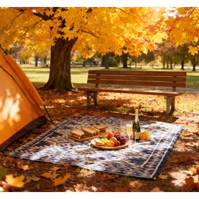 Tapis d'extérieur réversible pour patio et camping, tapis portatif
