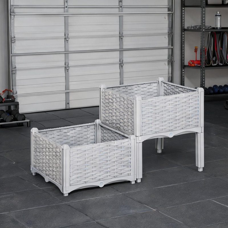 Support pour plante en polypropylène pour espace extérieur, 15,8 po, avec utilisation quotidienne pratique, gris