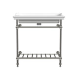 Gloss White Fireclay Rectangular Console Bathroom Sink with Overflow