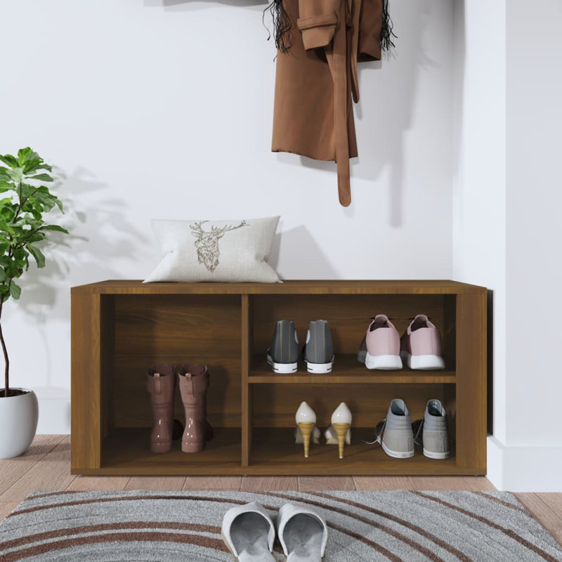 5 Pair Shoe Rack, Brown Oak