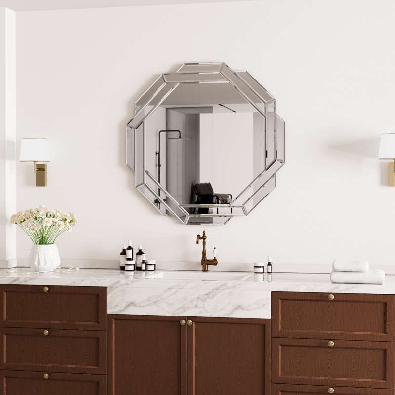 Miroir mural octogone, H 42 po x l 42 po