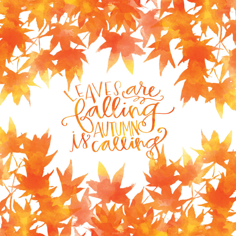 Leaves Falling Watercolor Calling - Wrapped Canvas Print, 30cm H x 30cm W x 3.8cm D