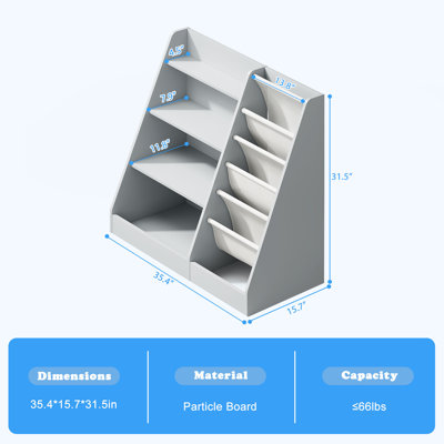 Maggiorina Kids Standard Bookcase, Storage Book Rack, Organizer Cabinet, Book Display