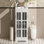 Meuble-lavabo moderne de 30 po avec lavabo en céramique, meuble-lavabo avec verre trempé et poignées mates, grand espace de rangement et structure en bois d'hévéa