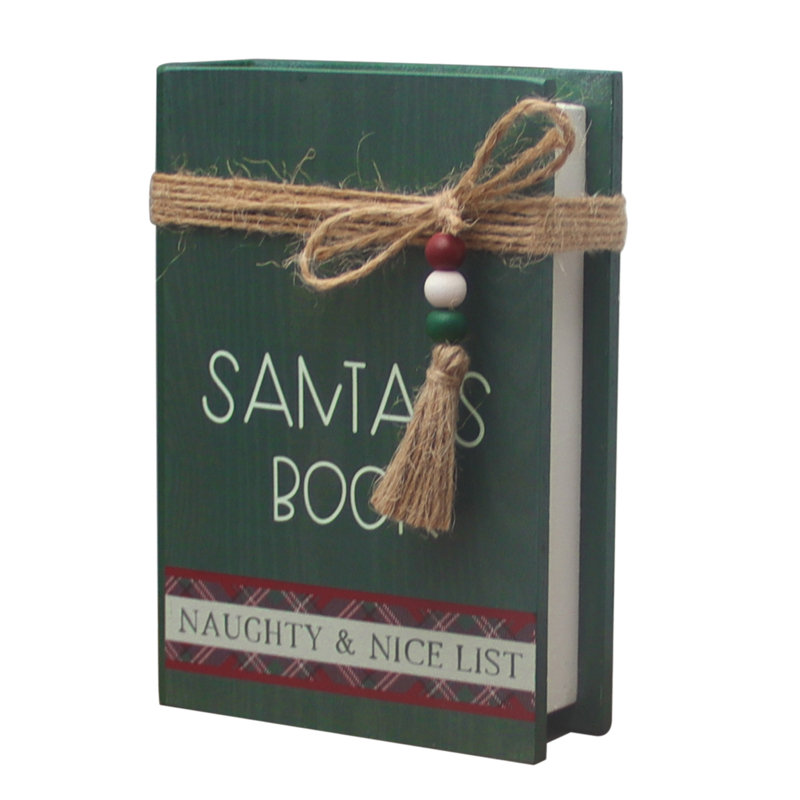 Livre de père Noël en bois artificiel