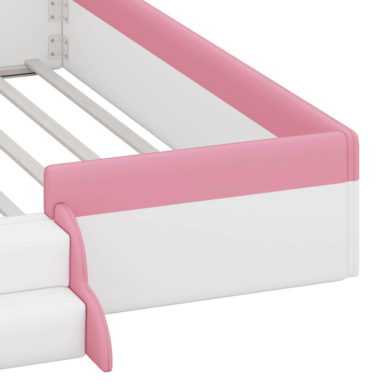 Très grande structure de lit de jour rembourrée avec clôture et escalier