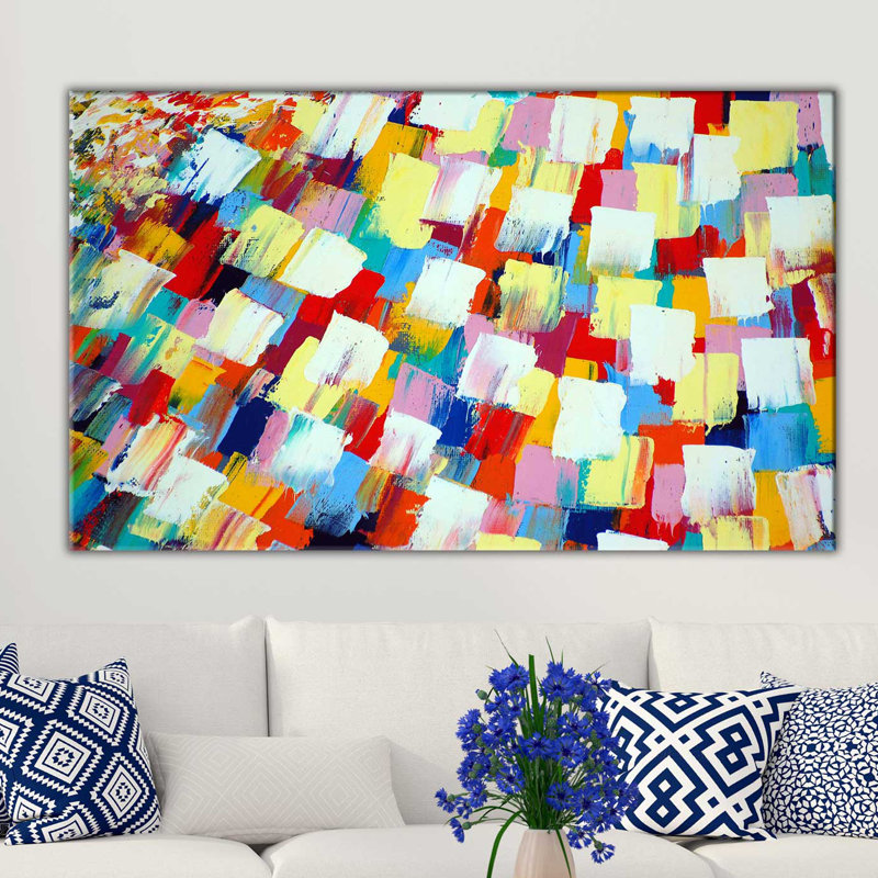 « abstract brush strokes », reproduction de peinture à l’acrylique sur toile tendue, H 36 po x l 60 po x P 1,5 po