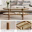 Table basse en rotin avec plateau en verre trempé et structure en bois massif, table basse en verre, table basse ovale, table basse Boho, tables basses de salon, convient au salon, au bureau ou au balcon-678651778-678651773