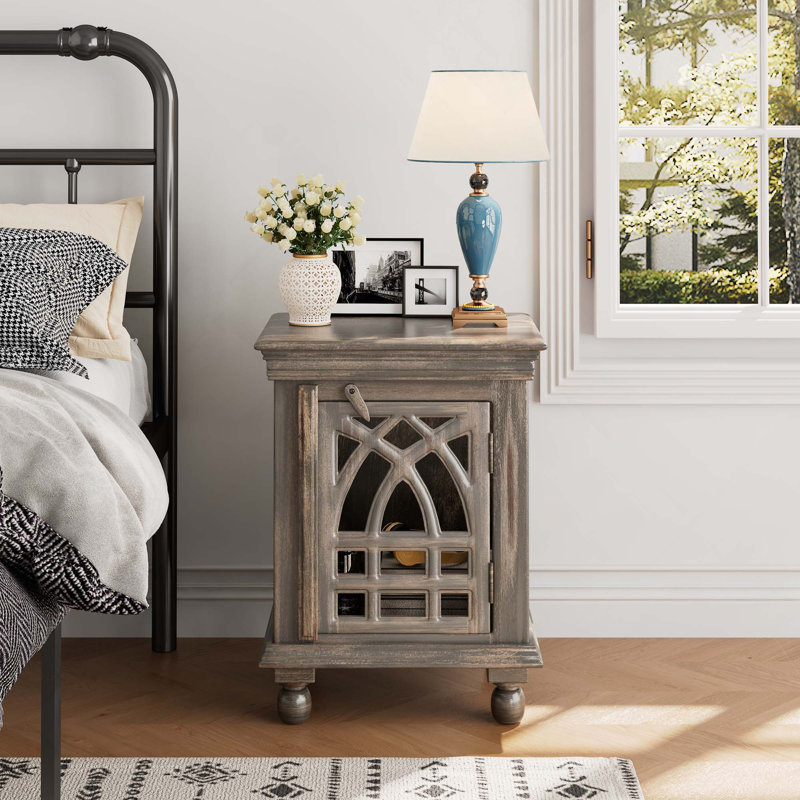 Retro Wooden Nightstand 1 Door