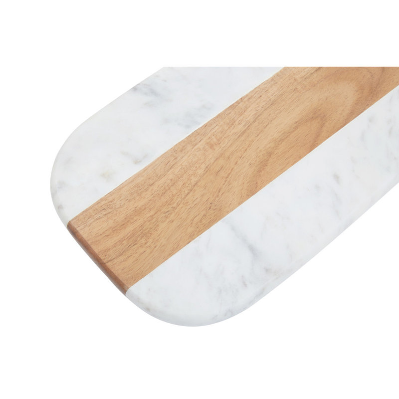 Oblong White Marble And Acacia Board