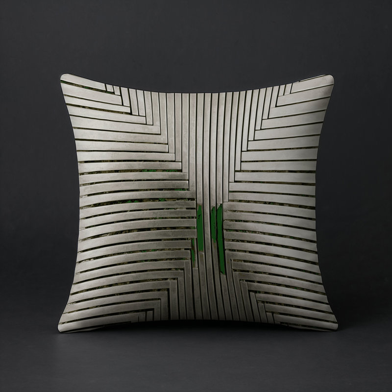 Coussin décoratif intérieur et extérieur Modern, Carré 16 po, Taupe / vert / gris abstrait