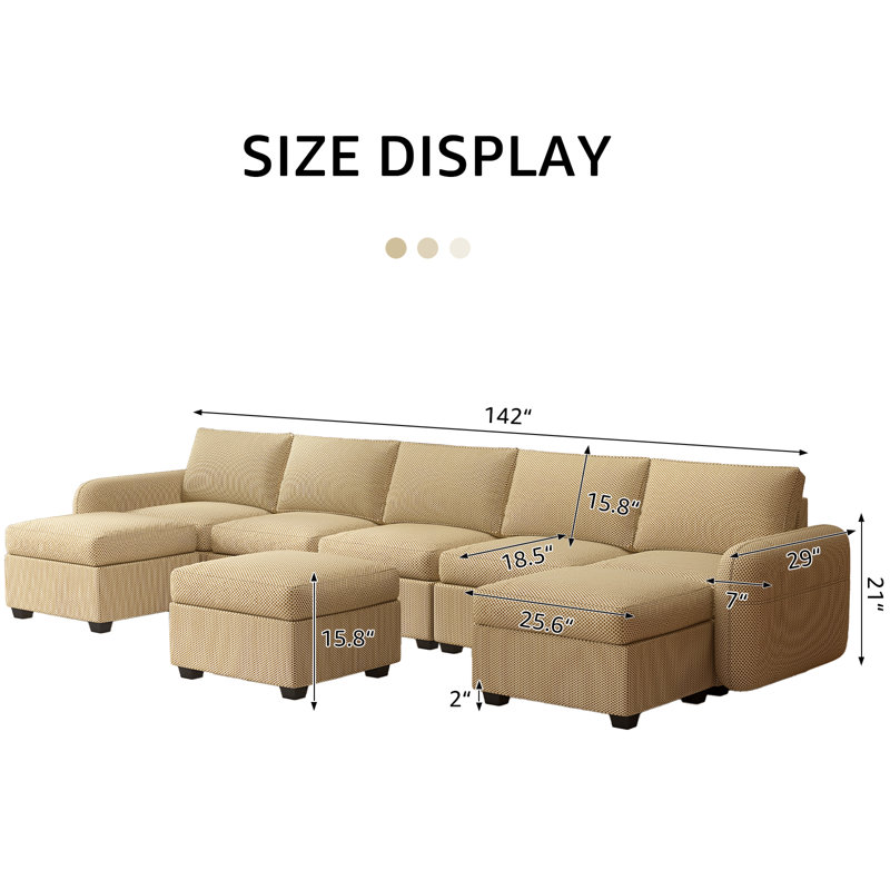 Canapé modulaire 8 pièces Jazabell, Crème