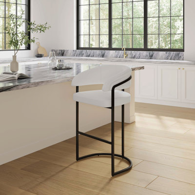Augusta Metal Upholstered Barstool In White