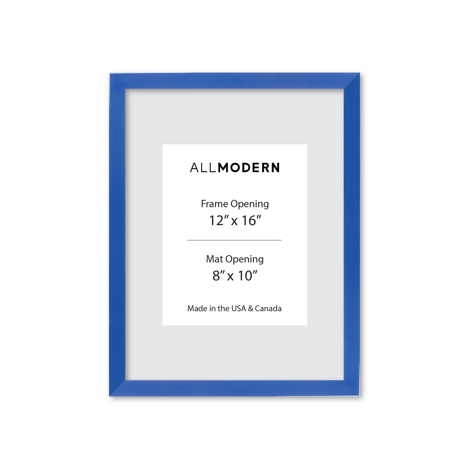 Willin Solid Wood Picture Frame with Mat, Seaport Blue, 13.75" W x 17.75" H