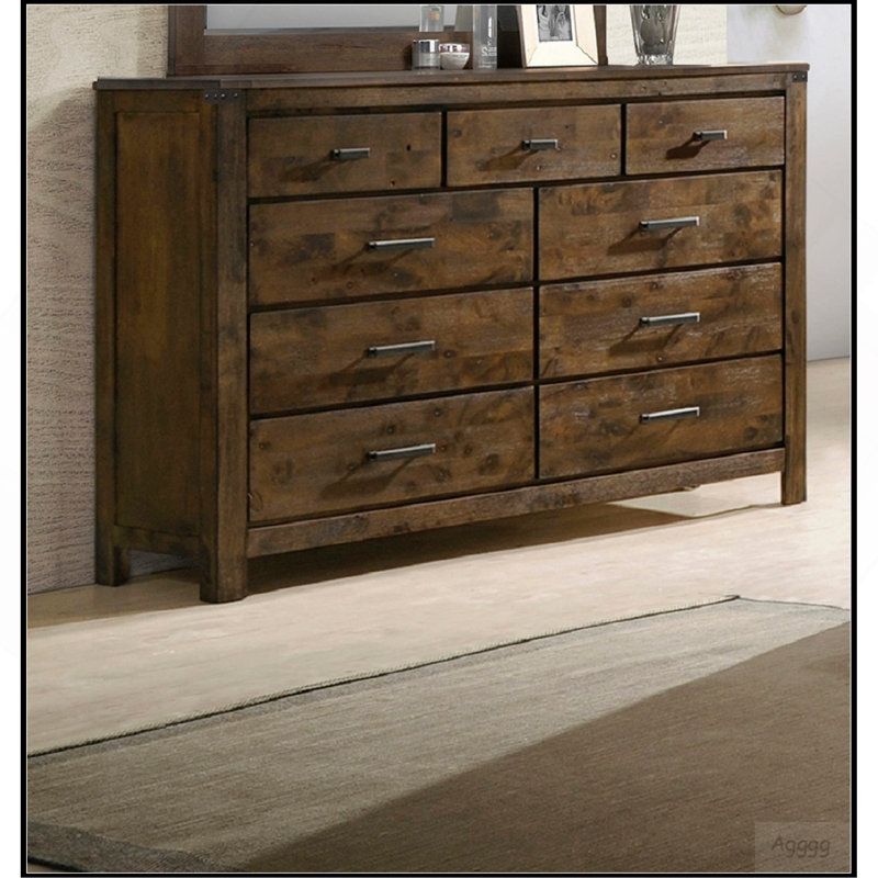 Meuble de rangement en bois massif de 1 chambre à coucher à 1 tiroir brun rustique de style industriel 1pc