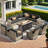 10 - Person Patio Furniture Set with Swivel Rockers, Outdoor Wicker Rattan Sectional Seating Group with Cushions, All Weather Sofa Conversation Set with Fire Pit Table for Garden Backyard-932851796