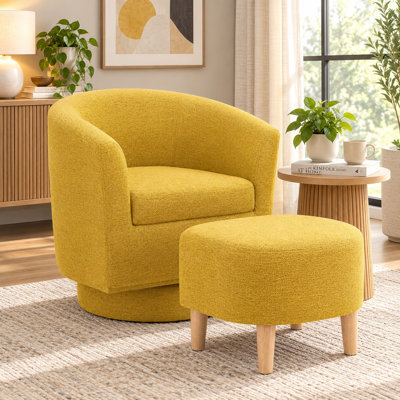 Fauteuil demi-tonneau pivotant avec repose-pieds Sharolynn