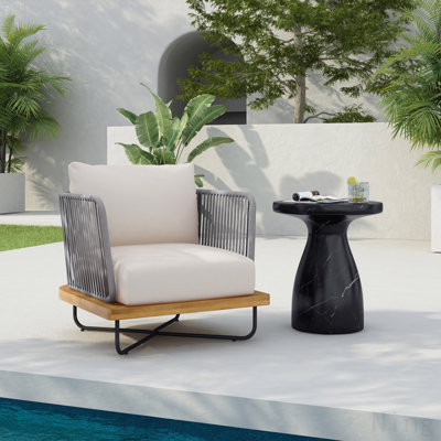 Outdoor Acacia Wood Chair, Beige